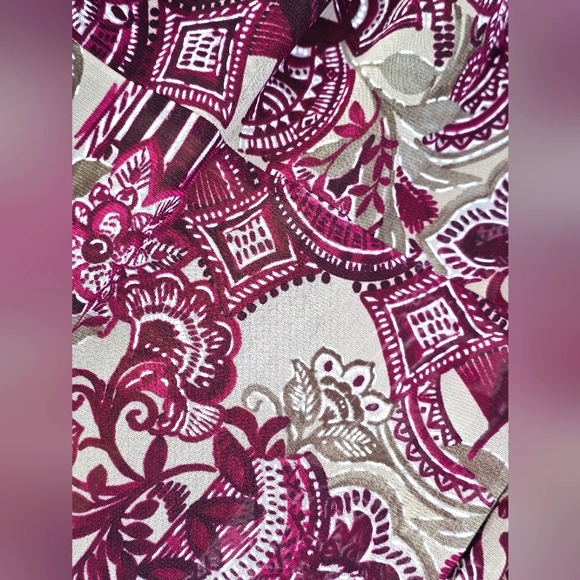 R&M Richard's Luxury Wine/Plum Sheer Lace Floral Open Cardigan Flowy Top Size 12 - Picture 12 of 14